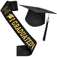 Tốt nghiệp năm 2025-2026, "1 Tốt nghiệp" Sash và mũ tốt nghiệp có tua rua năm 2025 Lớp 2025, một kích cỡ phù hợp với hầu hết, hoàn hảo cho đồ dùng tiệc tốt nghiệp - Nhiều màu - Xem 13