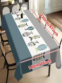 1/20 Stück moderne geometrische Fisch bedruckte Tischdecke, geeignet für Heimdekoration, Picknicks und Feierlichkeiten, Farbschemen in Hellblau und Grau, maschinell hergestelltes Polyesterfasergewebe, Tischtuch für den Esstisch.