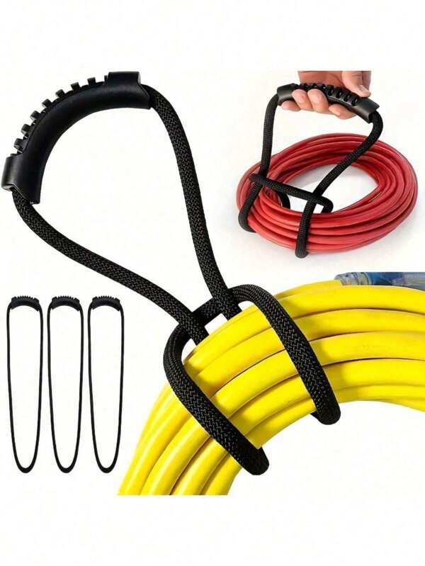 Correa de almacenamiento resistente de 24 pulgadas con asa de agarre fácil - Organizador de cables y mangueras, abrazadera para motocicleta, camión, paleta, carga y equipaje, solución de ahorro de espacio para el hogar, garaje, barco, caravana y talla grande - Almacenamiento , versátil y sin esfuerzo