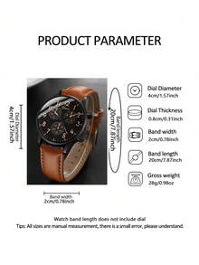 4 Pieces/Set Stylish Brown Casual Quartz Men's Watch Set, Suitable For Daily Wear, Ideal Gift For Holidays - Black - View 3