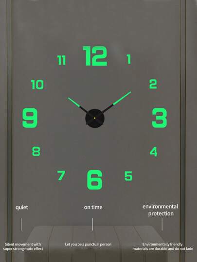 1PC Glow In The Dark Klok DIY Wand Creative Spiegel Surface ation Sticker Clock,This Is Relatively Small Delicate!