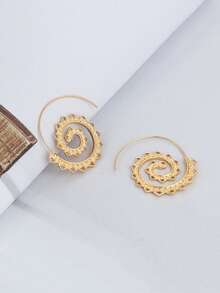 Hollow Out Hoop Earrings - Yellow Gold - View 4