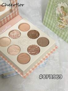CHEERFLOR 彩妆盘，哑光闪光粉眼影盘，显色度高，持久亮泽闪光眼影，轻盈顺滑，带镜子，高光轮廓腮红粉一体式彩妆盘 - CFR969 - 查看 5