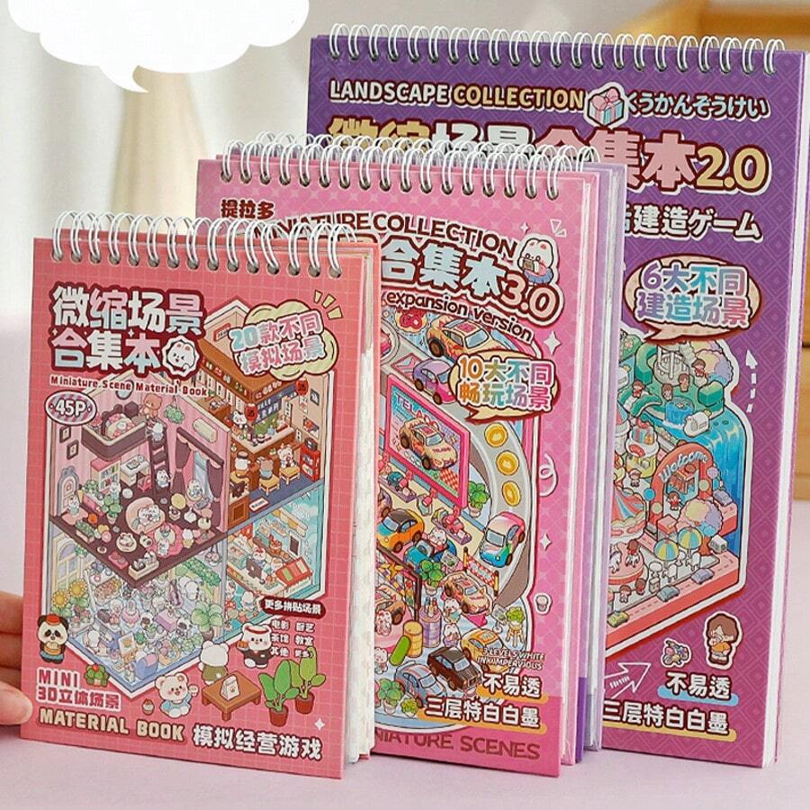 35张/本贴纸书，微缩场景收集册，剪贴簿用品，笔记本配件，装饰笔记本，相框，手机壳，水杯，旧杂志，铅笔盒，个性化贴纸，学习用品，圣诞礼物，女士礼物，脑残，剪贴簿用品，可爱文具贴纸，剪贴簿用品 - 彩色 - 查看 1