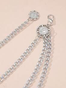 1pc Coin Metal Waist Chain, Suitable To Match With Pants - Silver - View 3