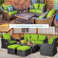 Local Delivery- Outdoor Cushion Slipcovers Waterproof 4 Pack Patio Chair Seat Cushion Covers With Zipper And Tie, 22 X 20 X 4 Inch, Replacement Cover Only - Green - View 6