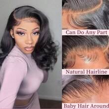 200% Density Glueless Human Hair Wig Body Wave Short Bob 13X4 Frontal Lace Wig For Women Pre Plucked Grade Breathable Lace Natural Hairline Simple Wear Natural Look Brazilian Party Date Vacation Cosplay Rainbow Festival