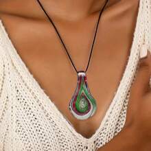 Pingente de vidro feito à mão em estilo boêmio, 1/4 peças - Design espiral multicolorido, acessório de moda, ideal para roupas casuais