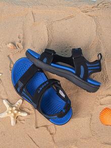 1 双春夏男童拼色网眼内衬凉鞋，轻便透气速干双色外底防滑耐用可调节双带轻松穿脱适合日常、海滩、度假、夏季必备 - 彩色 - 查看 6