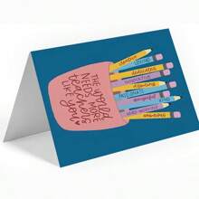 1 Stück Karte zur Danksagung an Lehrer mit Blumen- und Stiftmotiv - herzlicher Dankeskarte für Abschluss, Schuljahresende & Lehrergeschenke, Platz für handschriftliche Nachricht, Pastellfarben, ohne Batteriebedarf