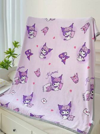 Sanrio 1pc Cute Hello Kitty Cartoon Print Soft & Comfortable Fleece Blanket, Machine Washable, Suitable For Children 3+ Years Old, Pink Blanket For Sofa, Bedroom Decor, All Season Use