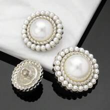 6pcs Metal Pearl Combination Button Shank Sewing Buttons Garment Coat Buttons, DIY Decorative Buttons For Crafts, Fashion Buttons For Clothing Sewing & Knitting Supplies. (Size: 1.5cm-2.5cm )