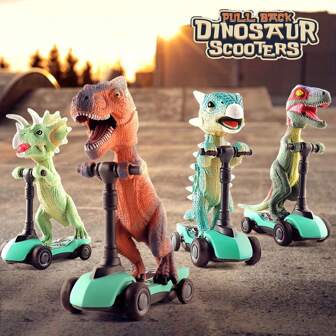 恐龙玩具，男孩女孩恐龙车滑板车玩具。回力车。迷你手指滑板车，侏罗纪霸王龙、甲龙、迅猛龙、三角龙，恐龙游戏。仿真模型玩具，动物玩具车，室内外皆宜，儿童恐龙礼品套装，适合圣诞节派对、万圣节派对、生日派对，送给孩子们有趣精致的节日礼物。