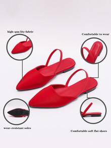 高端复古女士包头凉鞋，春夏法式浪漫尖头超舒适低跟一脚蹬鞋，厂家直销 - 紅色 - 查看 8