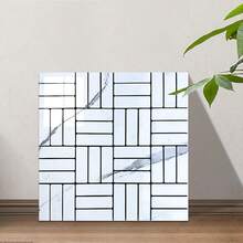 2 Pcs 3D Mosaic Groove Art Design Self-Adhesive Decorative Wall Stickers, Suitable For Living Room, Kitchen, TV Background, Waterproof & Mildew-Proof Wall Paper, Size: 2pcs*11.8in*11.8in - Multicolor - View 7