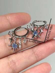 1 Pair Elegant And Fashionable Four-Pointed Star Earrings, Suitable For Women To Wear At Any Occasion - Multicolor - View 4