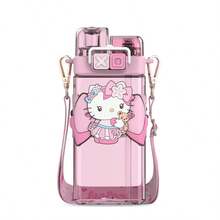 MINISO Sanrio Hello Kitty Sakura Punk Double Drink Cup 520mL/17.59oz, Stereo PVC Cup Cover, Double Drink Mode, Safety Lock, Detachable Strap, Suitable for Travel Carrying and Daily Hydration (1 PC) - 粉色 - 查看 6