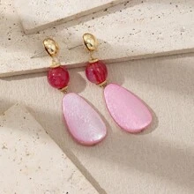 1 Pair Handmade Bohemian Style Resin Water Drop Dangle Earrings For Women, Unique Design & Colors, Irregular