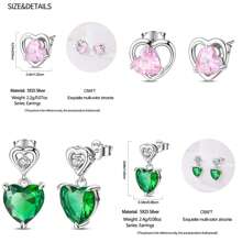 1 paire de boucles d'oreilles élégantes et de luxe en argent sterling S925 avec zirconias roses et verts. Convient comme cadeau pour les banquets, les fêtes, les mariages, les anniversaires et la Saint-Valentin pour les femmes.