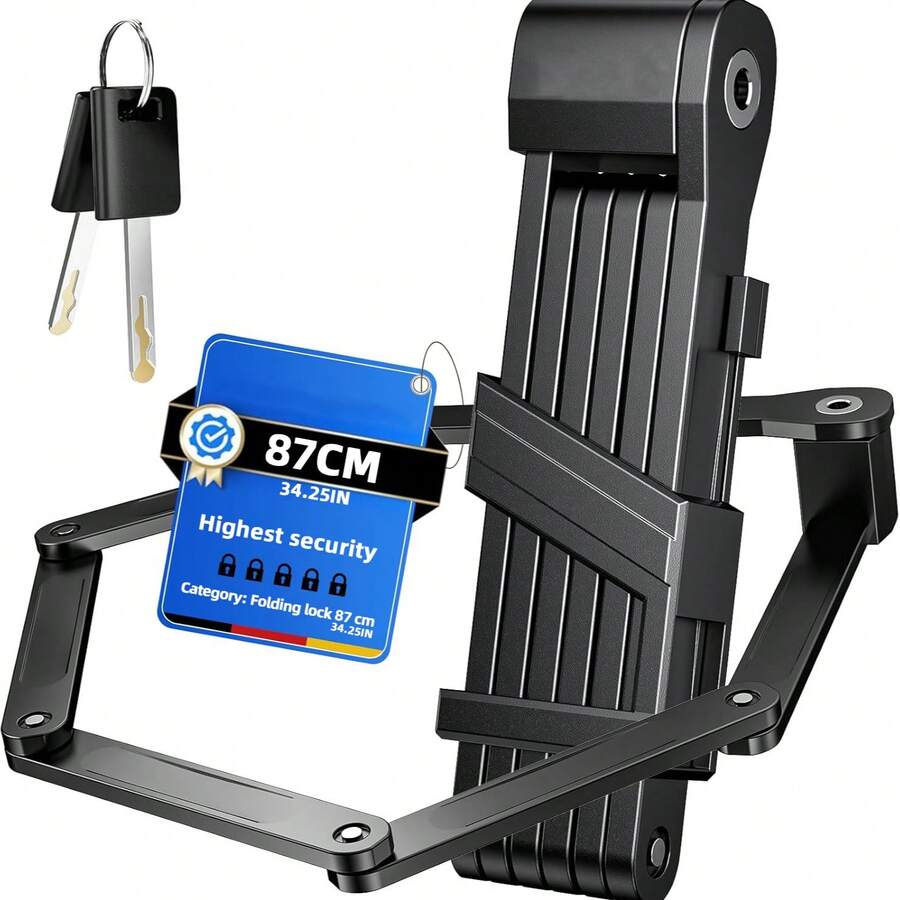 UMEDO Bike Folding Lock Anti-Theft Key Lock Foldable Bike Lock Bicycle Folding Lock For Mountain Bike Electric Bike Electric Scooter - Black - View 1