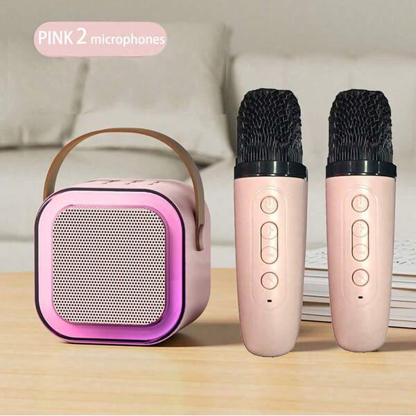 Portable Mini Wireless Karaoke Speakers And Wireless Microphones, High-Fidelity Stereo KTV Speaker Systems Wireless Speakers And RGB Color LED Lights Karaoke Machines For Outdoor Use Sports Travel Family Gatherings Christmas And Birthday Gifts