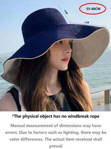 1pc Wide Brim Double-Sided Bucket Hat, 14cm Extended Brim Summer Japan Style Sun Hat UV Protection