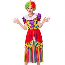 Adult Women's Clown COS Costume, Halloween Performance Outfit, Sexy Clown Stage Costume, Crazy Set, Elastic Polyester - Multicolor - View 8
