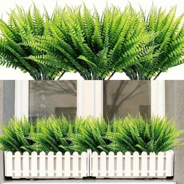 4/10 Stücke künstliches Gras, natürliche Farn Topfpflanzen, Heim- und Außenbereich, Hof Wand Multifunktions-Accessoires Set Dekor, geeignet für alle Jahreszeiten, Innen-/Außenbereich, Kunststoffmaterial, ohne Batterie erforderlich, geeignet für Weihnachten, Thanksgiving