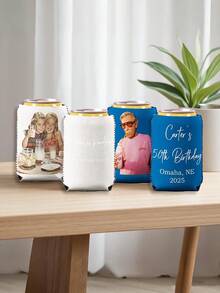 1pc Customized Photo & Text Can Coolers, Personalized Wedding Guest Gifts In Bulk For Guests, Anniversary Party Gifts, Vintage 1984 Can Sleeves, Can Insulators, Drink Racks, Wedding Coolers, Customized Special Gifts For Her And Him, Mom And Dad, Best Friends, Interesting Birthday Gifts - Multicolor - View 6