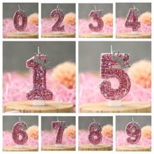 1 pièce Bougie numéro d'anniversaire, bougie de gâteau d'anniversaire couronne rose, bougie numéro pailleté décorations de gâteau, convient aux filles, femmes, célébrations d'anniversaire, pour anniversaire, anniversaire, fête de retraite et mariage, bougies d'anniversaire, décorations d'anniversaire, joyeux anniversaire, décoration de pièce