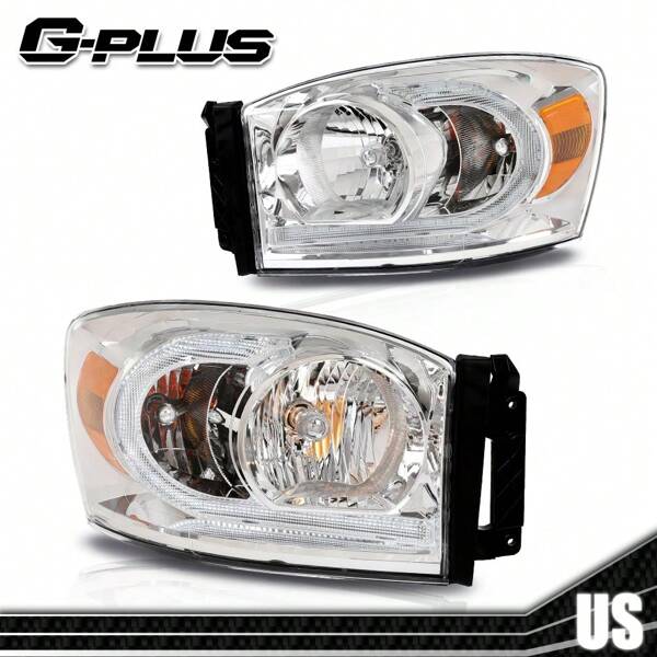 Black/Clear LED DRL Headlights Headlamps Fit For 06-09 Dodge Ram 1500 2500 3500