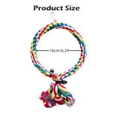 Brinquedo de balanço de corda para pássaros com 18 cm de diâmetro, multicolorido, para pendurar na gaiola, resistente a mordidas, adequado para calopsitas, periquitos e conures. - Multicolorido - Ver 10