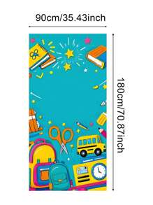 1 pieza Cortina de decoración de dibujos animados de vuelta a la escuela - Texto personalizable, diseño de lápiz y libro - No se requiere electricidad, adecuado para el aula, educación en el hogar, decoración de fiestas, tema del aula, decoración de bienvenida de fácil colgado, arreglo de eventos, impresión gráfica