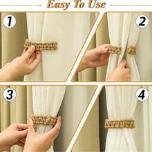 2 chiếc/4 chiếc Phong cách Bohemian, Dây buộc rèm bện, Dây buộc rèm phong cách đồng quê trang trại, Giá treo rèm, Giá treo rèm nhẹ thanh lịch bằng vải lanh thô cho trang trí nhà ngoài trời, phòng ngủ, văn phòng, trang trí ngày lễ hàng ngày - Nhiều màu - Xem 8