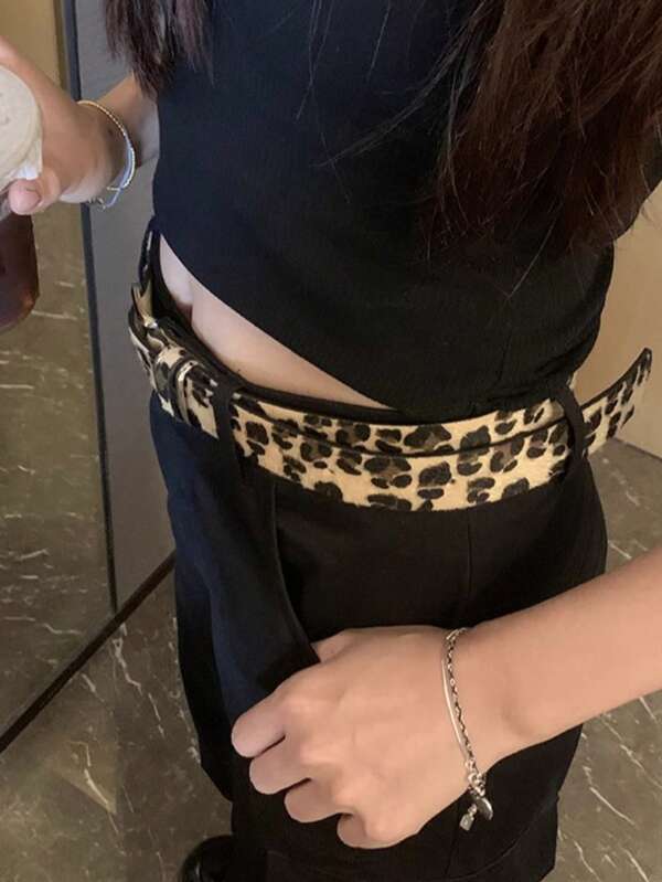 NIUKUAN 1pc Plus Size XXL Fashion &Uniaue Waist Belt For Women, LeopardPrint Design, Slim Belt Suitable ForJeans, Party, Music Festival