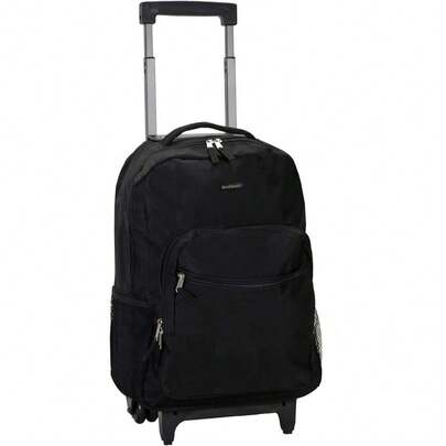 Local Delivery-- Double Handle Rolling Backpack, Black, 17-Inch