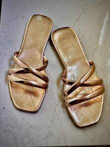 SANDALIAS CASUALES PLANAS  Playa    Vacación    Abertura    SINTETICO  Playa  Vacaciones  Vacación  Fiesta  Oficina    PRIMAVERA VERANO - Oro rosa - Ver 5