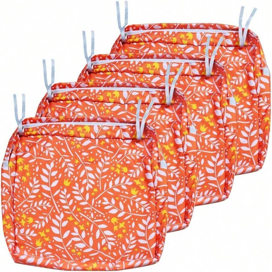 Local Delivery- Outdoor Cushion Slipcovers Waterproof 4 Pack Patio Chair Seat Cushion Covers With Zipper And Tie, 22 X 20 X 4 Inch, Replacement Cover Only - Guava - View 1