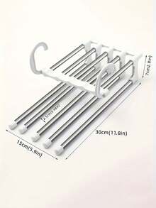 节省空间的 9 层金属裤架，带防滑涂层，包含 5 个挂钩，不锈钢设计可减少 80% 的杂乱，适用于窄牛仔裤和牛仔布，家庭存储，旅行衣架，家庭旅行必需品旅行必需品旅行配件假期暑假返校 - 彩色 - 查看 4