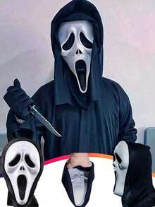 1pc Halloween Scream Ghost Mask, Scary Horrific Face Mask For Halloween Costume Party Decorations - Multicolor - View 3