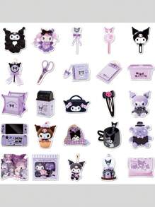 Sanrio 50 piezas de etiquetas engomadas del cuaderno de Sanrio Kulomi para maleta, etiquetas engomadas creativas impermeables para uso diario, decoración de artículos, disfraces festivos, regalos de fiesta