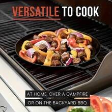 28cm Double-Eared Flat-Bottomed Iron Pan With Gloves,Thick-Cast Iron Pancake Pan, Uncoated Pancake Pan, Cast Iron Double-Ear Pan, Hand-Grabbed Pancake Cast Iron Non-Stick Pan - Black - View 2