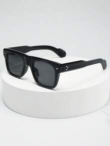 1 件装男士方形大框优雅经典时尚眼镜（适合驾驶、旅行、户外运动、日常使用） - 黑框藍片 - 查看 7