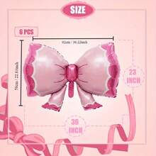 2/6 Peças Balões Gigantes de Laço Rosa, Decorações de Festa de Aniversário Feminino, Balões de Folha de Laço, Decorações de Revelação do Sexo | Decorações de Aniversário Laço Rosa | Decorações com Tema de Laço