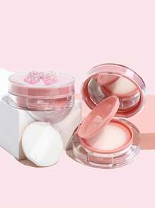 Caja de cojín de aire, 1 pieza mini caja de cojín de aire de fundación líquida con lazo de cristal rosa, con borla esponjosa y espejo de maquillaje, botella de reemplazo de BB cream y loción, botella auxiliar portátil para viajes adecuada para 6g