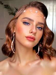 1pc Ladies' Luxurious Bridal Head Chain, Fashionable Bohemian Hair Jewelry For Wedding Tiaras Gold Head Piece Head Pieces Jewelry, School Stuff, Jewellery For Women