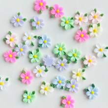 48 Stück lebendige bunt 3D-Harz Blumen und Blatt Dekorationen, glänzende charmante Multifunktions-Basteldekorationen für Scrapbooking, Hochzeiten, Schleifen, Heimdekoration, DIY-Haarspangen, Stirnbänder, Handyhüllen, Schmuckfassungen