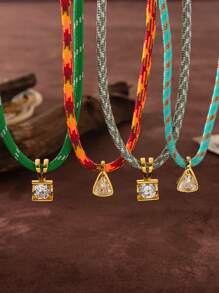 1pc Summer Fashion Bohemian Beach Vacation Suitable For Dopamine Woven Colored Rope Haoshi Necklace, Retro Style Shows Personalized, Suitable For Women's Daily Dress Decoration And Beach Vacation Party Music Festival Wearing.
