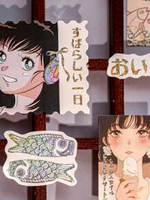 30 Stücke Anime-Charakter-Themen dekorative Aufkleber-Set, Showa-Ära Serie, geeignet als Geschenk, für Büro, Zuhause, Markierung, Beschriftung, Klassenzimmer, Unterhaltungsspielzeug, Studentenplaner kreative Retro-Memo-Dekoration Aufkleber, DIY Deko Schulbedarf, Schulanfang