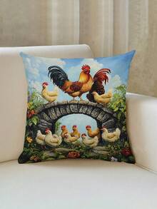 1 件公鸡图案装饰桌旗，农舍风格，包含 1 件桌旗、4 件餐垫、1 件枕套，室内外派对装饰，感恩节装饰，房间装饰，秋季 - 彩色 - 查看 12